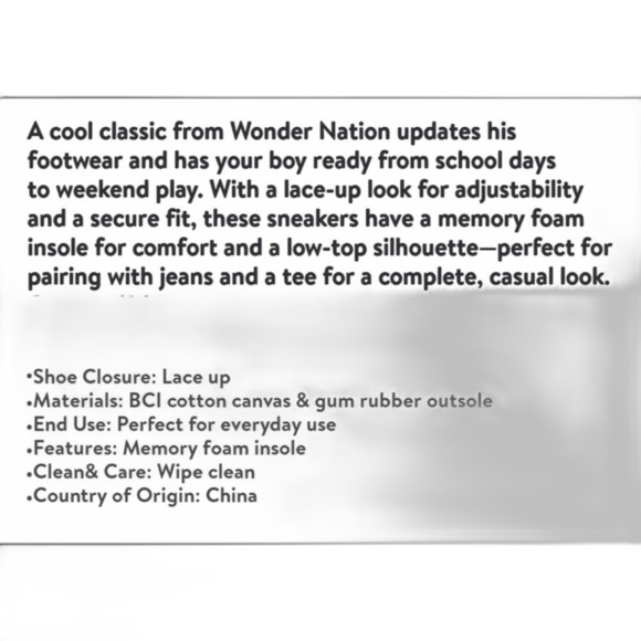 Wonder Nation Boys Casual Lace Shoes Size 1 - Picture 7 of 7